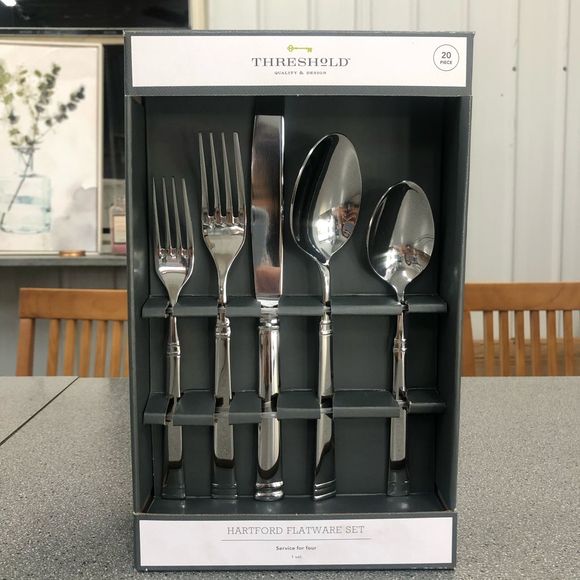 NIB 20-Piece Stainless Steel Hartford Silverware Set by Threshold - Picture 4 of 7